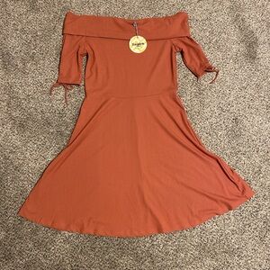 NWT Hayden Terracotta Off-Shoulder Midi Dress